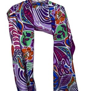 La Laleeta Purple Colorful Scarf Shawl Wrap 76x21”
